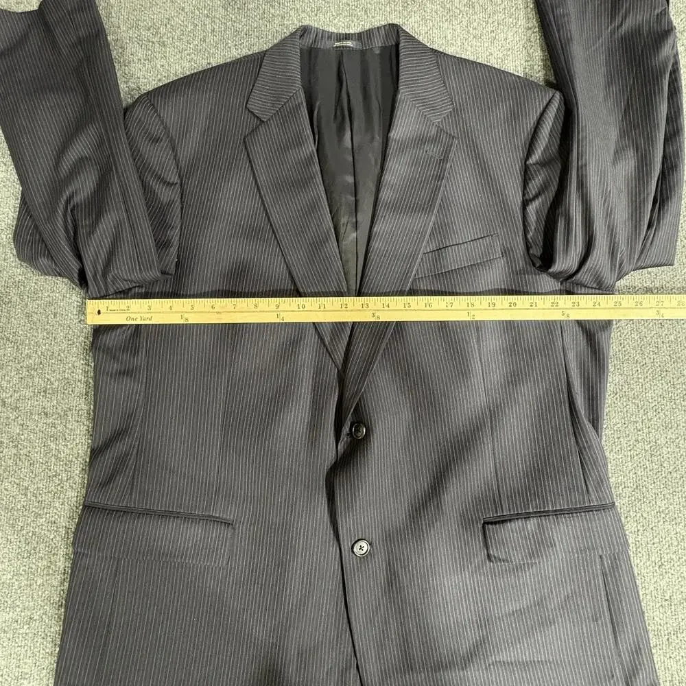 Hart Schaffner Marx Nordstrom 2 Piece Suit Mens Large Gray Pinstripe Made USA